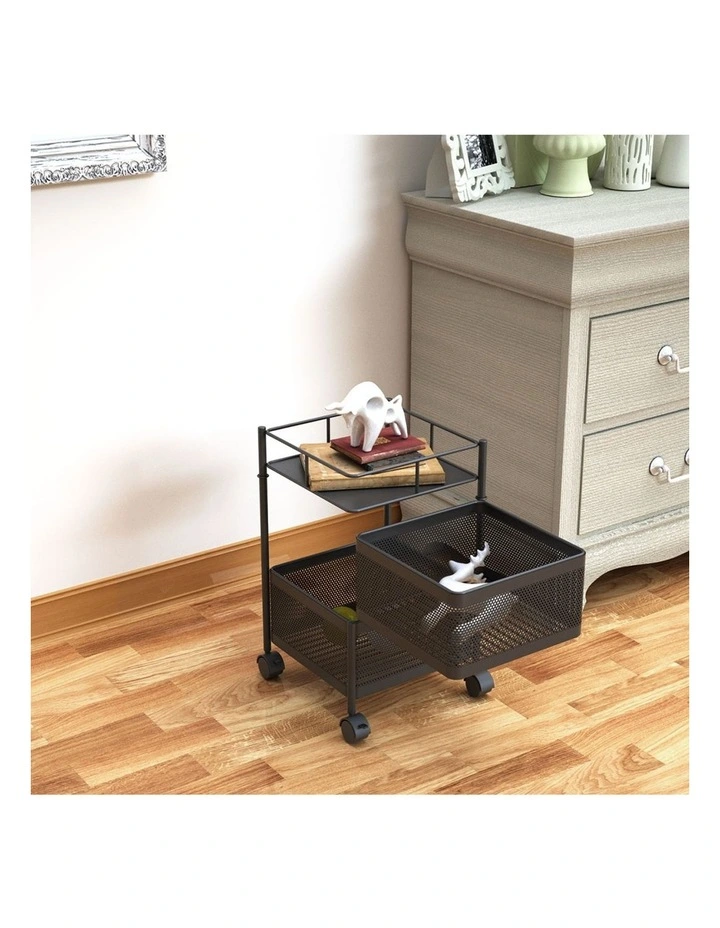 SOGA 2 Pack 2-Tier Rotating Storage Racks with Wheels image 4