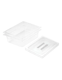 SOGA 150mm Clear Gastronorm GN Pan 1/2 Food Tray Storage Bundle of 2 with Lid