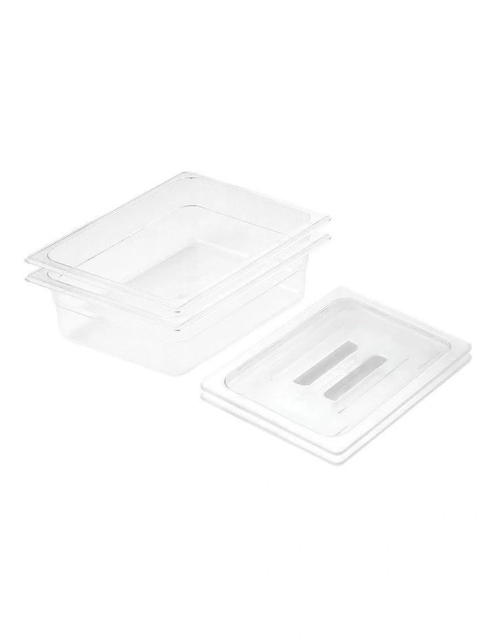 SOGA 150mm Clear Gastronorm GN Pan 1/2 Food Tray Storage Bundle of 2 with Lid image 1