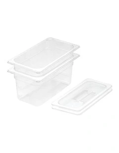 SOGA 150mm Clear Gastronorm GN Pan 1/3 Food Tray Storage Bundle of 2 with Lid