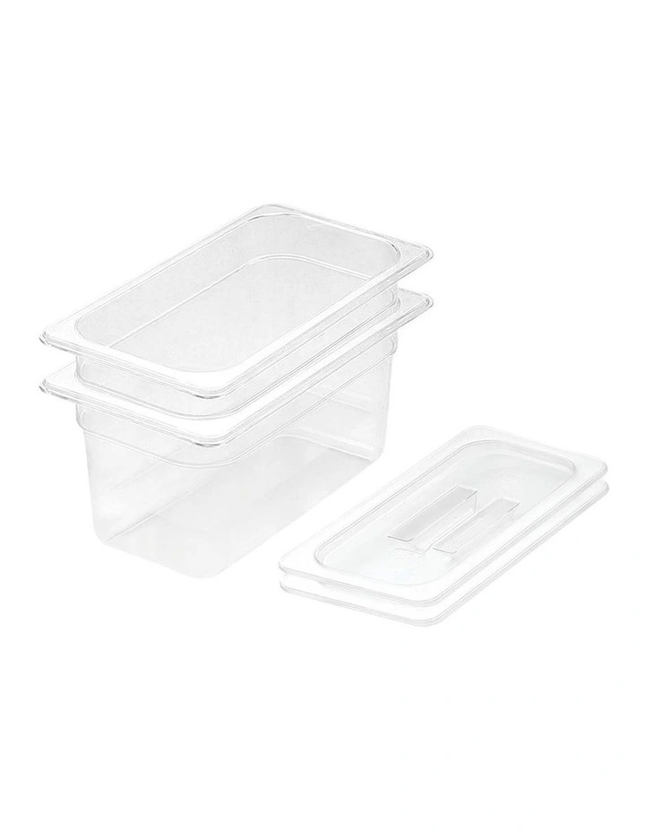 SOGA 150mm Clear Gastronorm GN Pan 1/3 Food Tray Storage Bundle of 2 with Lid image 1