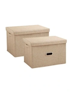 SOGA 2X Beige Small Foldable Canvas Storage Boxes