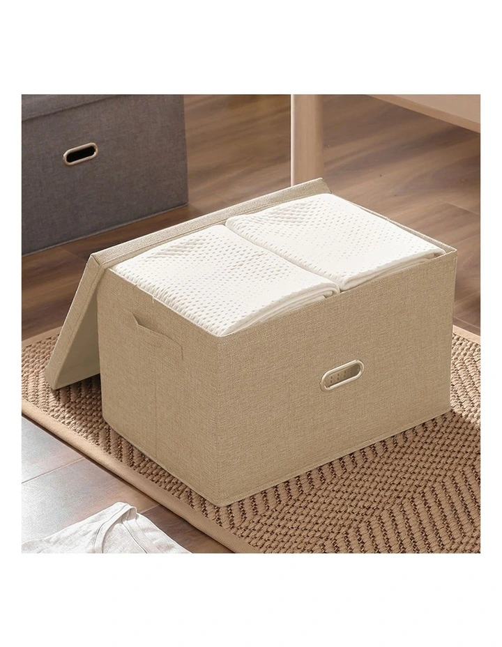 SOGA 2X Beige Small Foldable Canvas Storage Boxes image 2