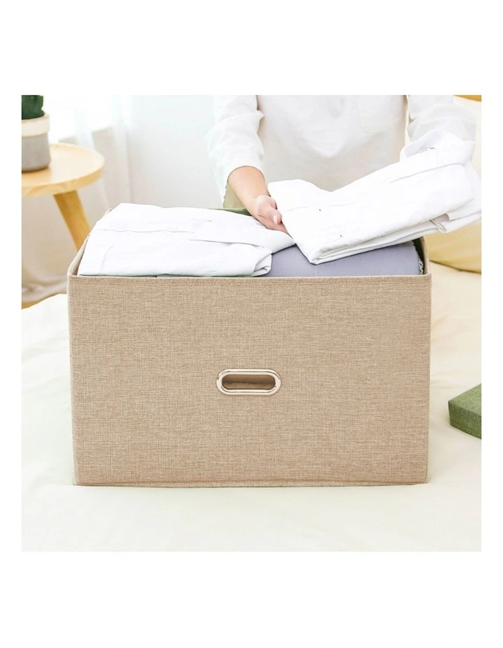 SOGA 2X Beige Small Foldable Canvas Storage Boxes image 4