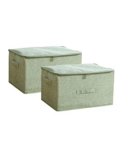 SOGA 2X Green Large Double Zipper Storage Boxes