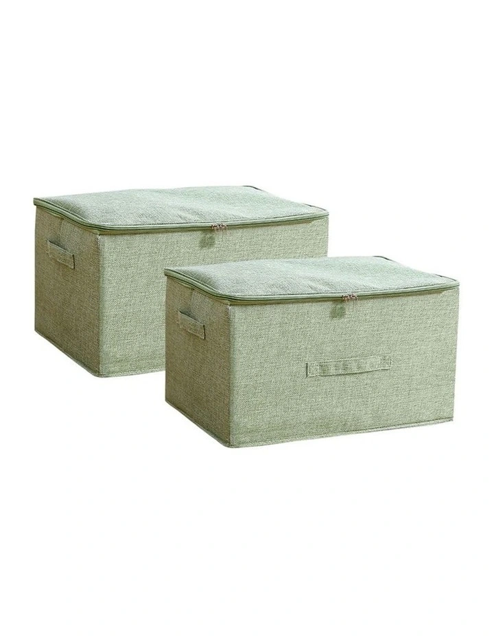 SOGA 2X Green Large Double Zipper Storage Boxes image 1