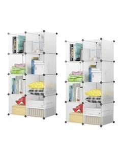 SOGA 2X 8-Cube Transparent Modular Storage Shelf DIY Closet Organiser