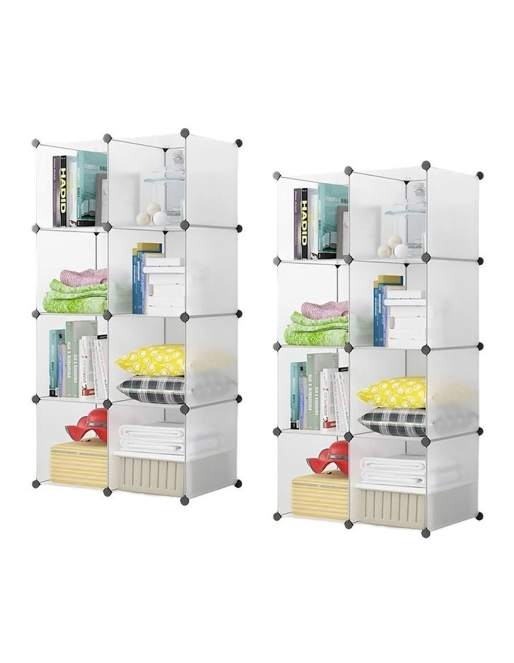 SOGA 2X 8-Cube Transparent Modular Storage Shelf DIY Closet Organiser image 1