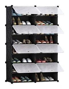 SOGA 8 Tier 2 Column Shoe Rack Storage Organizer with Cover