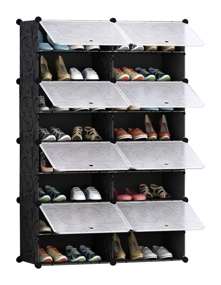 SOGA 8 Tier 2 Column Shoe Rack Storage Organizer with Cover image 1