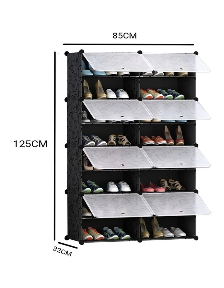 SOGA 8 Tier 2 Column Shoe Rack Storage Organizer with Cover image 4