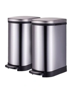 SOGA 2X 10L U-Shape Stainless Steel Pedal Bins