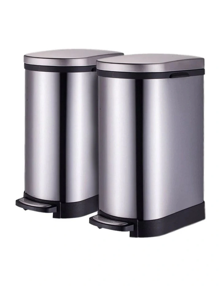 SOGA 2X 10L U-Shape Stainless Steel Pedal Bins image 1