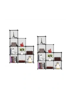 SOGA 2 Pack 9 Cube Storage Organisers Black Modular Wire