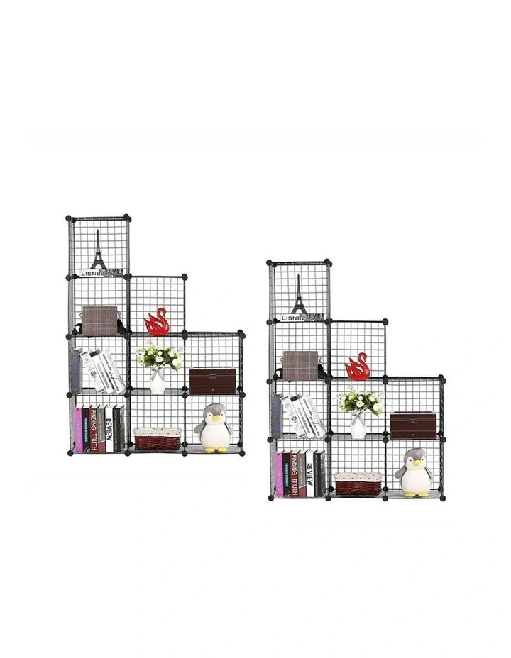 SOGA 2 Pack 9 Cube Storage Organisers Black Modular Wire image 1