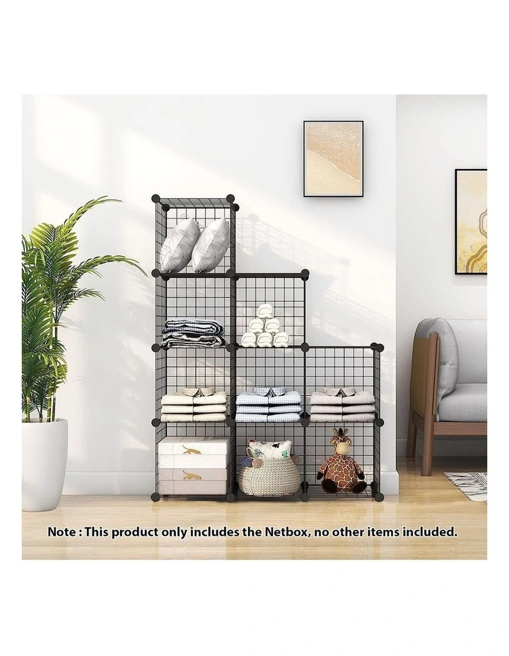 SOGA 2 Pack 9 Cube Storage Organisers Black Modular Wire image 2