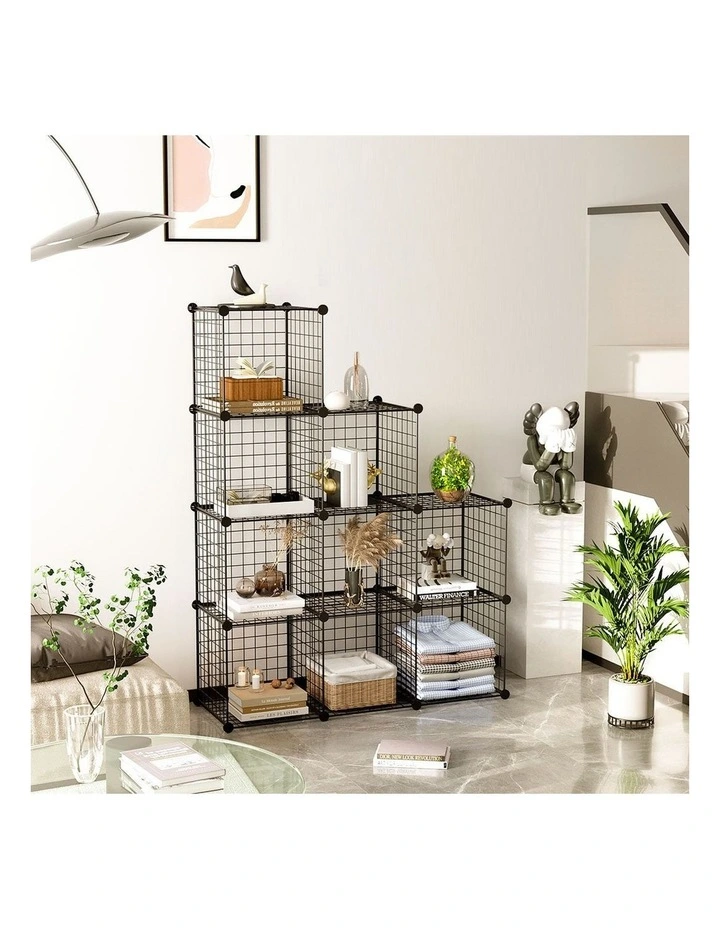 SOGA 2 Pack 9 Cube Storage Organisers Black Modular Wire image 3