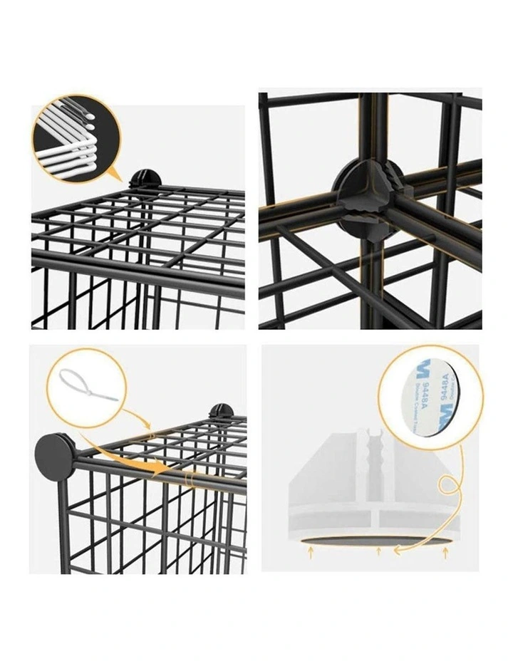 SOGA 2 Pack 9 Cube Storage Organisers Black Modular Wire image 6