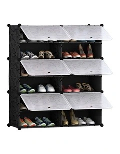 SOGA 6 Tier 2 Column Shoe Rack Storage Organizer with Cover