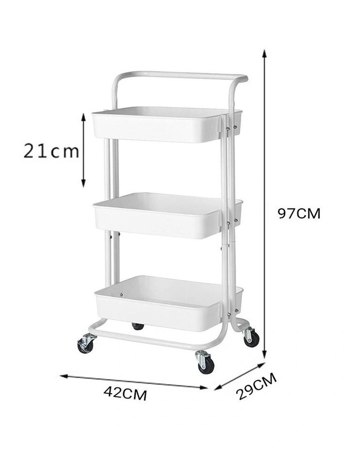 SOGA 3-Tier Utility Cart with Wheels - White image 2