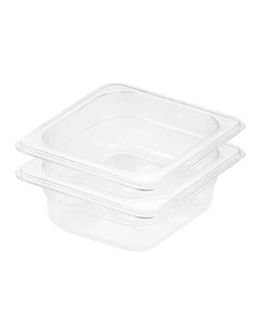 SOGA 65mm Clear Gastronorm GN Pan 1/6 Food Tray Storage Bundle of 2