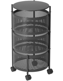 SOGA 3-Tier Round Rotating Storage Rack with Wheels