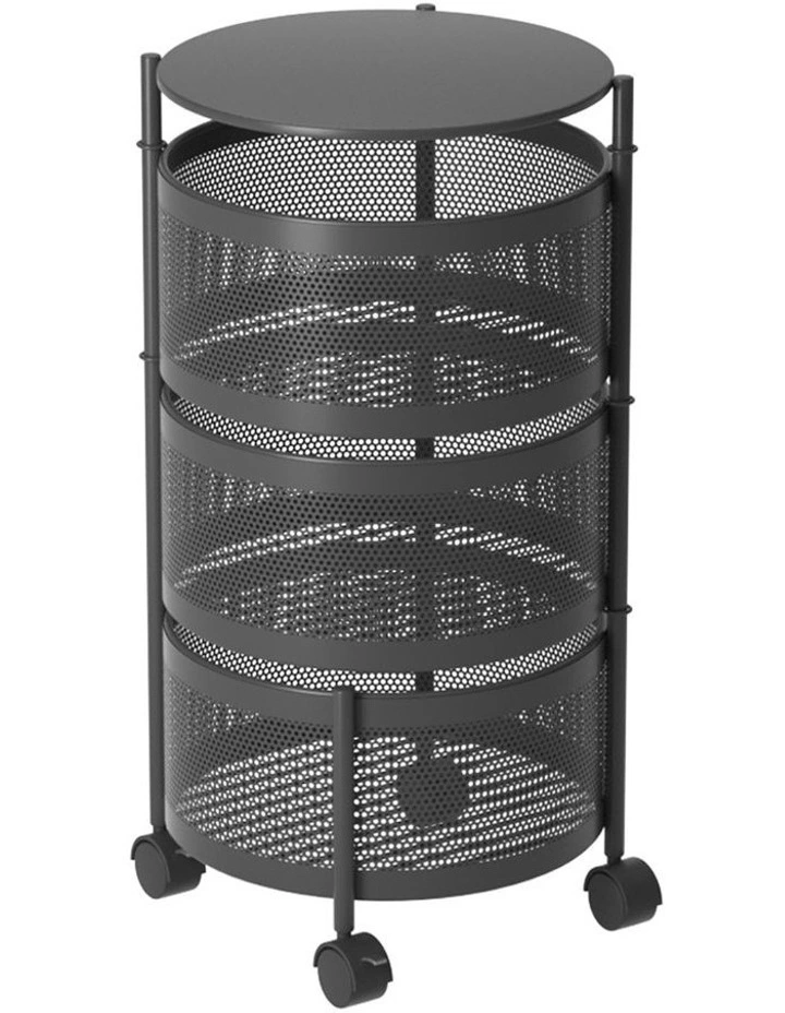 SOGA 3-Tier Round Rotating Storage Rack with Wheels image 1