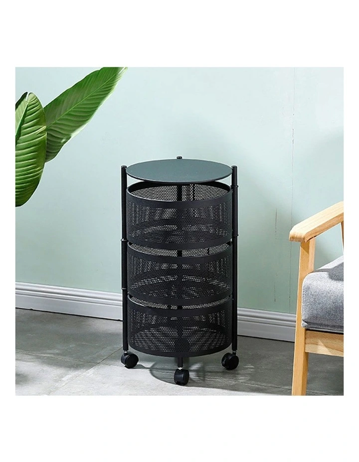 SOGA 3-Tier Round Rotating Storage Rack with Wheels image 4