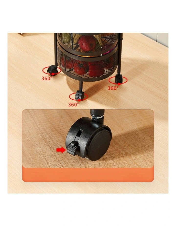 SOGA 3-Tier Round Rotating Storage Rack with Wheels image 5