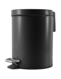 SOGA 12L Black Round Stainless Steel Pedal Bin