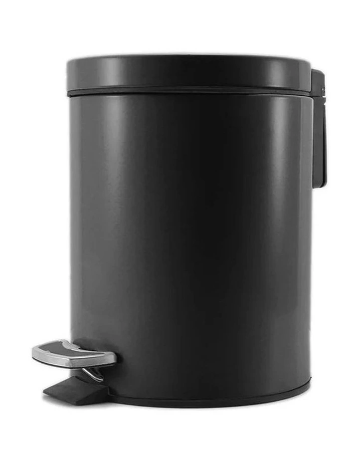 SOGA 12L Black Round Stainless Steel Pedal Bin image 1