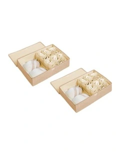 SOGA 2X Beige Flip Top Underwear Storage Boxes