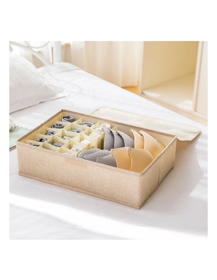 SOGA 2X Beige Flip Top Underwear Storage Boxes image 3