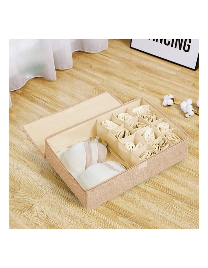 SOGA 2X Beige Flip Top Underwear Storage Boxes image 4