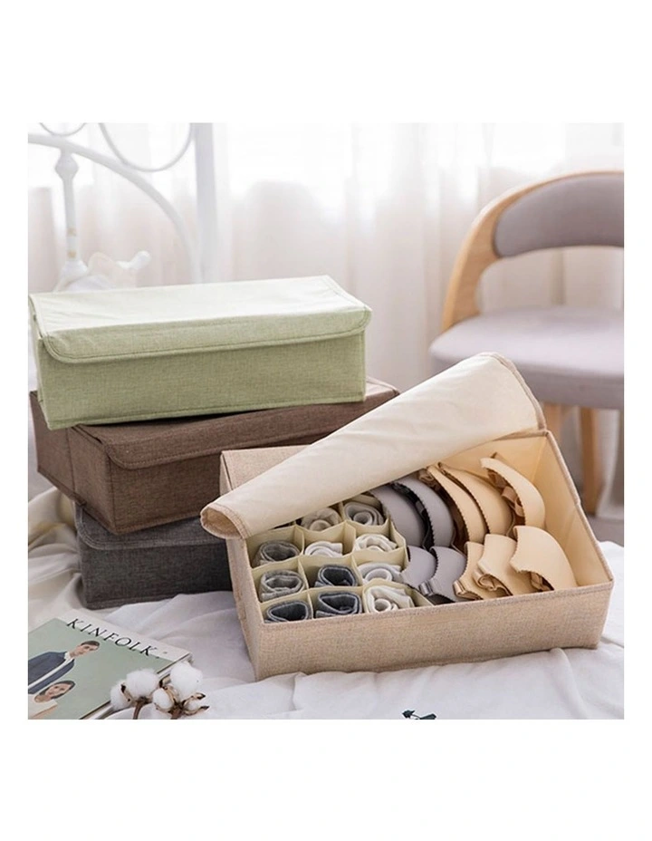 SOGA 2X Beige Flip Top Underwear Storage Boxes image 5