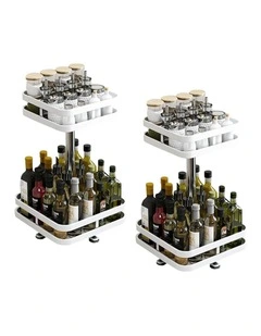 SOGA 2 Pack 2-Tier Square Rotating Spice Racks - White