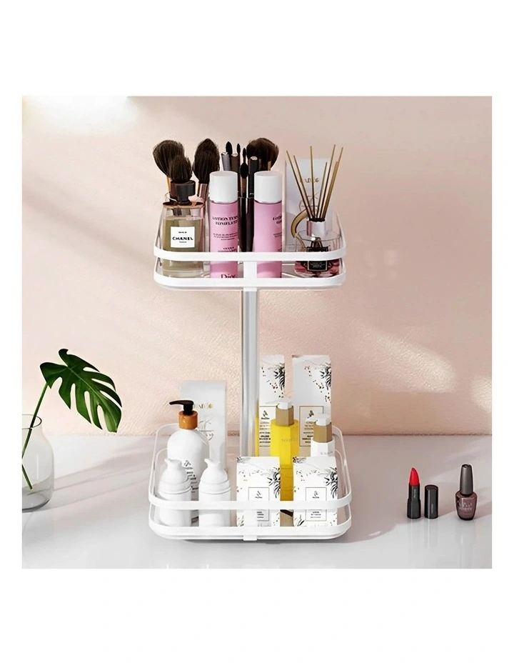 SOGA 2 Pack 2-Tier Square Rotating Spice Racks - White image 2