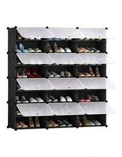 SOGA 8 Tier 3 Column Shoe Rack Storage Organizer with Cover