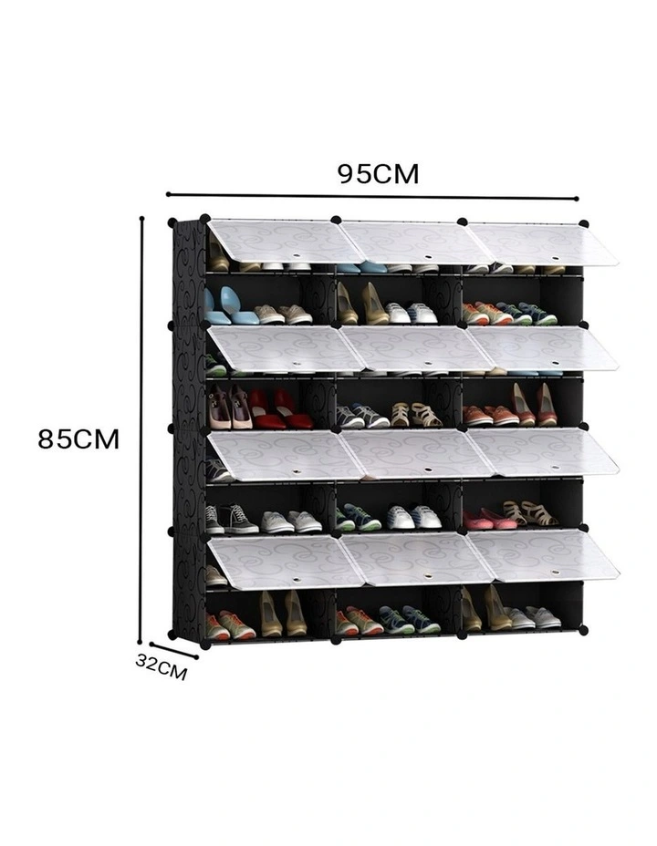 SOGA 8 Tier 3 Column Shoe Rack Storage Organizer with Cover image 4