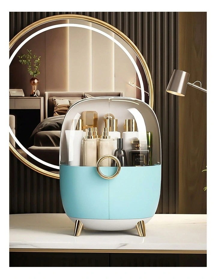 SOGA 2X Blue Makeup Organiser Storage Box with Lid image 2
