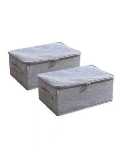 SOGA 2X Grey Small Double Zipper Storage Boxes