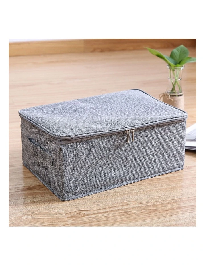 SOGA 2X Grey Small Double Zipper Storage Boxes image 2