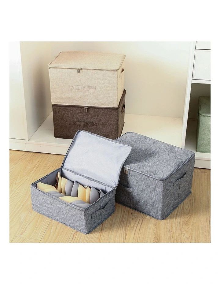 SOGA 2X Grey Small Double Zipper Storage Boxes image 3