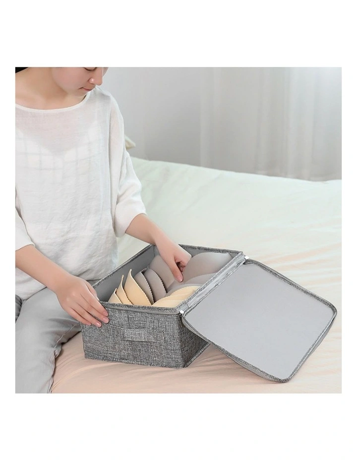 SOGA 2X Grey Small Double Zipper Storage Boxes image 4