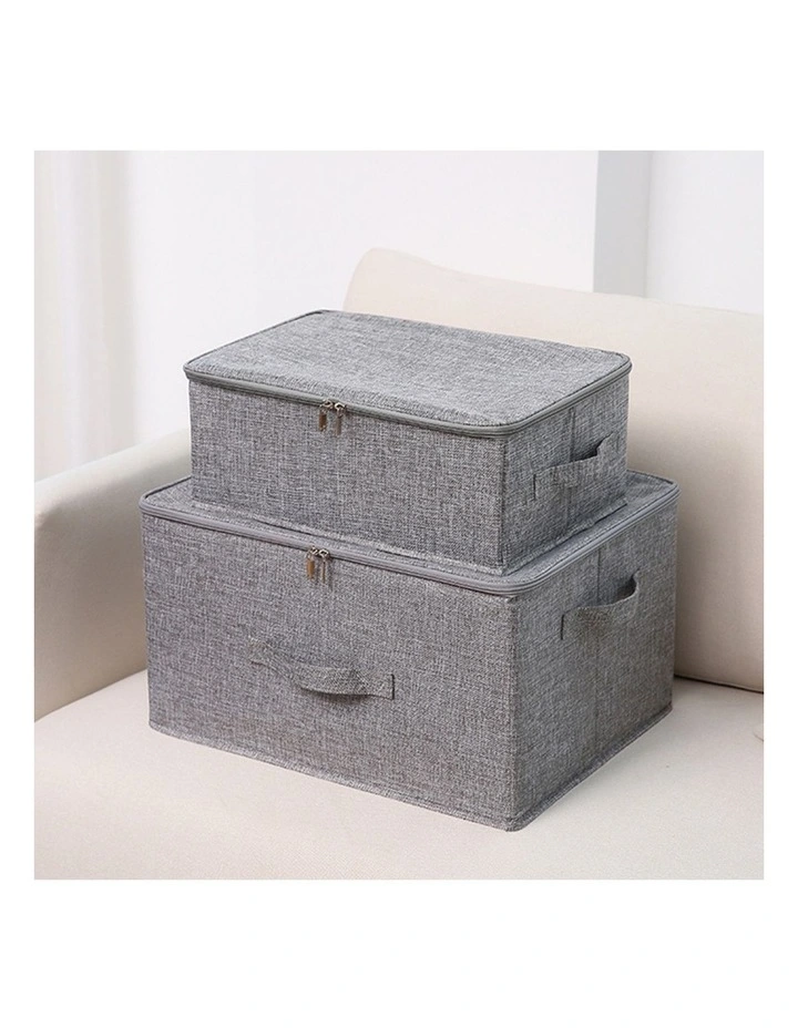 SOGA 2X Grey Small Double Zipper Storage Boxes image 5
