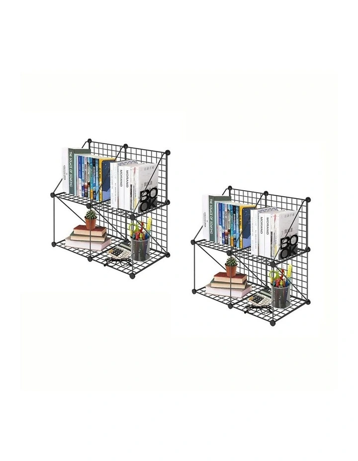 SOGA 2 Pack 4 Cube Storage Organisers Black Modular Wire image 1