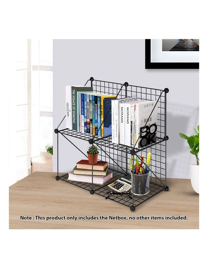 SOGA 2 Pack 4 Cube Storage Organisers Black Modular Wire image 2