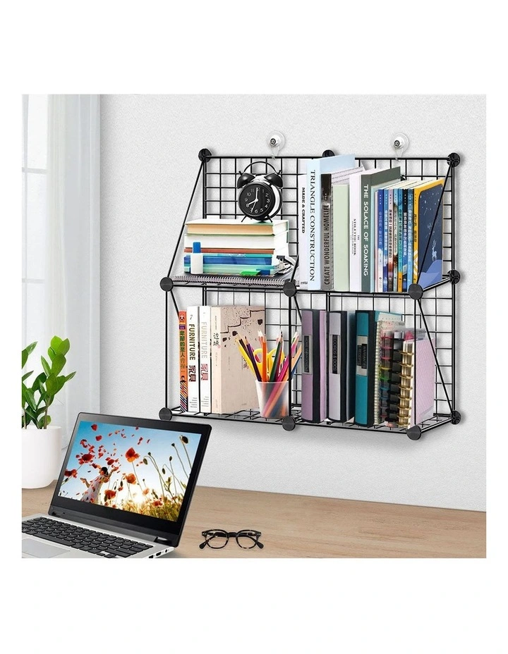 SOGA 2 Pack 4 Cube Storage Organisers Black Modular Wire image 3