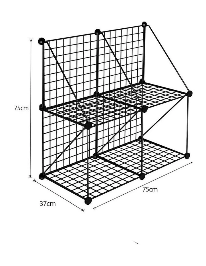 SOGA 2 Pack 4 Cube Storage Organisers Black Modular Wire image 4