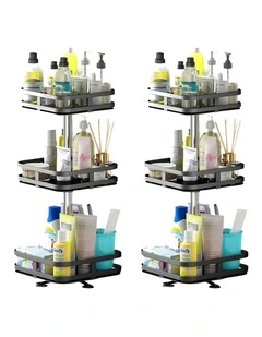 SOGA 2 Pack 3-Tier Square Rotating Spice Racks - Black